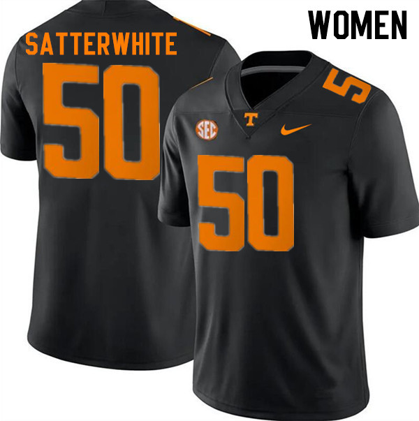 Women #50 William Satterwhite Tennessee Volunteers College Football Jerseys Stitched-Black